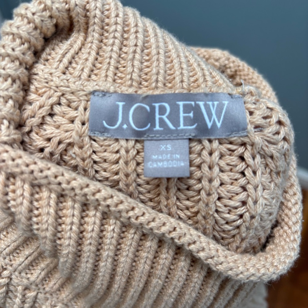 J. Crew Cotton Ribbed Rollneck Pullover Sweater In Sandy Beach XS - Picture 10 of 10